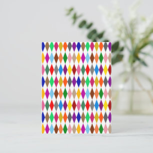Kleurrijk Harlekijn Diamanten Ontwerp Wit Briefkaart