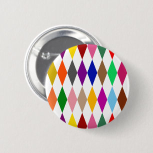 Kleurrijk Harlekijn Diamanten Ontwerp Wit Ronde Button 5,7 Cm
