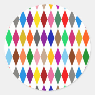 Kleurrijk Harlekijn Diamanten Ontwerp Wit Ronde Sticker