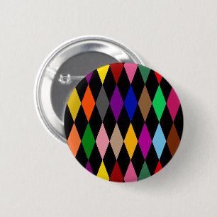 Kleurrijk Harlekijn Diamanten Ontwerp Zwart Ronde Button 5,7 Cm