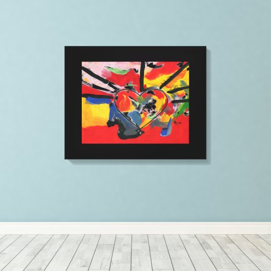 kleurrijk hart abstract canvas afdruk (Insitu (Houten vloer))