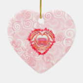 Kleurrijk hart boven rode Abstracte Valentijn Keramisch Ornament (Achterkant)