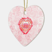 Kleurrijk hart boven rode Abstracte Valentijn Keramisch Ornament (Links)