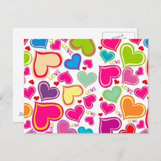 kleurrijk hart briefkaart (Voorkant / Achterkant)