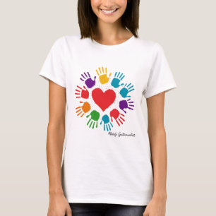Kleurrijk Hart Handafdruk Kunst – Liefde & Vriende T-shirt