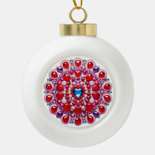 Kleurrijk Hart Juwelen Mandala Ontwerp Keramische Bal Ornament