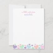 Kleurrijk Hart Meisjesachtig Script Verticaal Notitiekaartje (Voorkant)