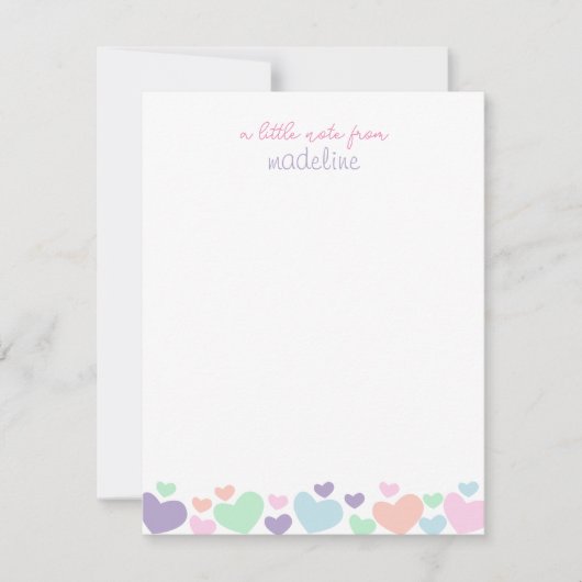 Kleurrijk Hart Meisjesachtig Script Verticaal Notitiekaartje (Voorkant)