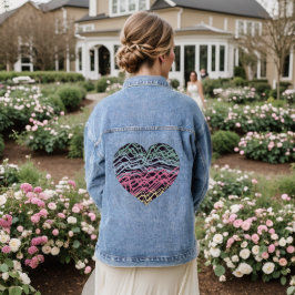 Kleurrijk Hart Motief Denim Jacket