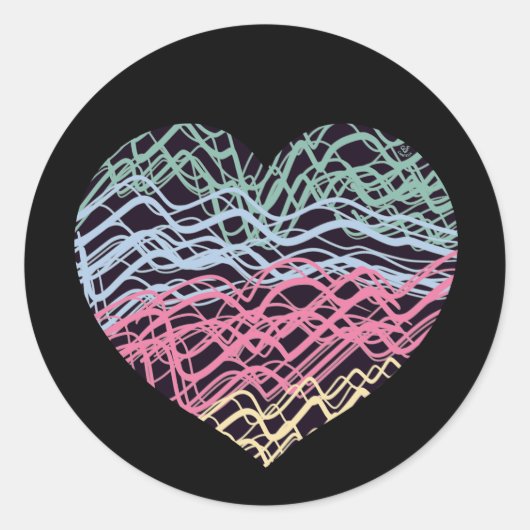 Kleurrijk Hart Motief Ronde Sticker (Voorkant)