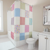 Kleurrijk hart quilt patroon douchegordijn (In situ)