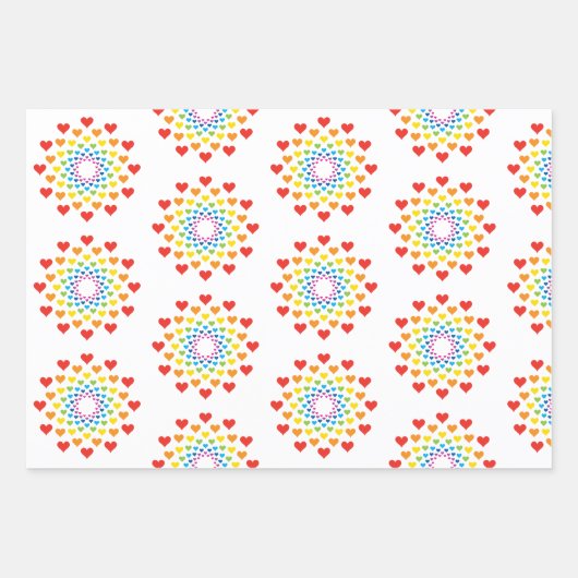 Kleurrijk hart rond het hart inpakpapier vel (Voorkant 2)