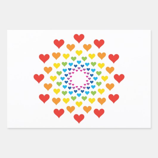 Kleurrijk hart rond het hart inpakpapier vel (Voorkant)