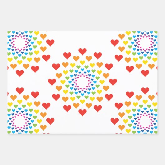 Kleurrijk hart rond het hart inpakpapier vel (Voorkant 3)
