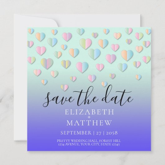 Kleurrijk Hart Spikkelontwerp Kaart (Achterkant)