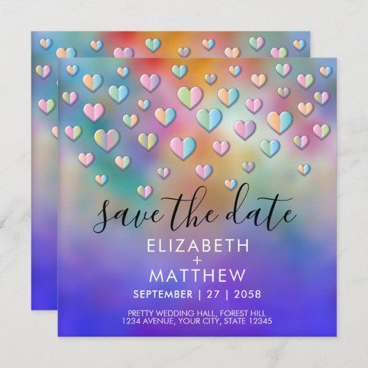 Kleurrijk Hart Spikkelontwerp Kaart (Voorkant / Achterkant)