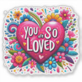 Kleurrijk Hart van Liefde & Positiviteit Sticker (Voorkant)