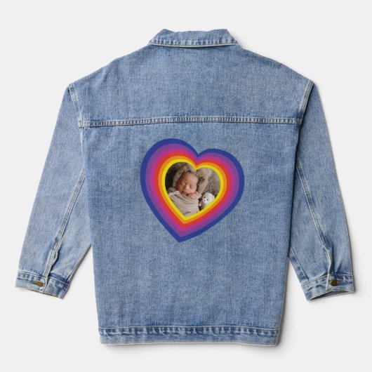 Kleurrijk hart voeg je eigen foto toe denim jacket (Achterkant)