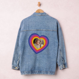 Kleurrijk hart voeg je eigen foto toe denim jacket