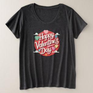 Kleurrijk hart voor Valentijnsdag Grote Maat T-shirt