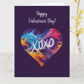 Kleurrijk hart XOXO-Paars- Kaart (Gele Bloem)