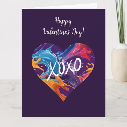 Kleurrijk hart XOXO-Paars- Kaart (Voorkant)