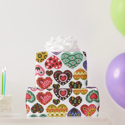 Kleurrijk harten inpakpapier (Feestgeschenken)