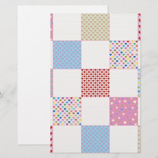 Kleurrijk hartenpatroon briefpapier (Voorkant / Achterkant)