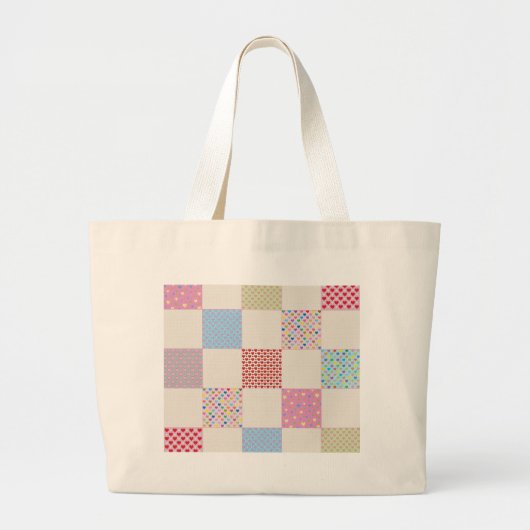 Kleurrijk hartenpatroon grote tote bag (Voorkant)