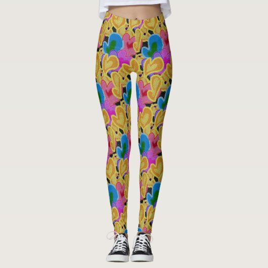 Kleurrijk Hartjes Design Leggings (Voorkant)