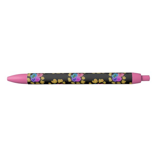Kleurrijk Hartjes Design Zwarte Inkt Pen (Voorkant)
