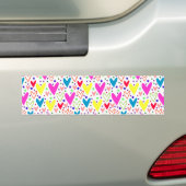 Kleurrijk hartjes patroon bumpersticker (Op auto)