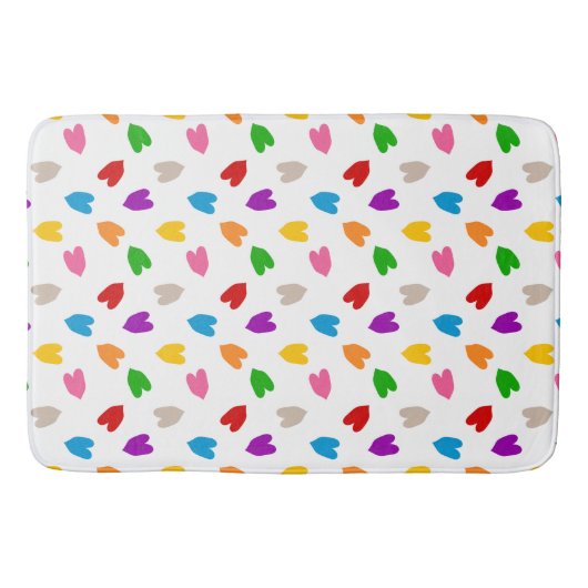 Kleurrijk Hartjes Patroon Design Wit Badmat (Voorkant)