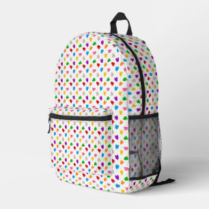 Kleurrijk Hartjes Patroon Design Wit Bedrukte Rugzak