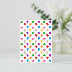 Kleurrijk Hartjes Patroon Design Wit Briefkaart