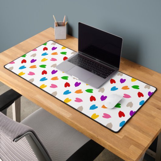 Kleurrijk Hartjes Patroon Design Wit Bureaumat (Kantoor 2)