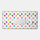 Kleurrijk Hartjes Patroon Design Wit Bureaumat (Keyboard & Muis)