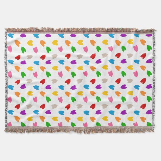 Kleurrijk Hartjes Patroon Design Wit Deken (Voorkant)