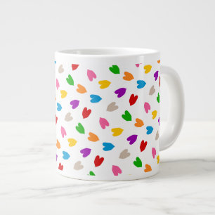 Kleurrijk Hartjes Patroon Design Wit Grote Koffiekop