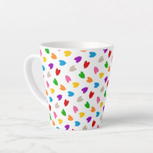 Kleurrijk Hartjes Patroon Design Wit Latte Mok