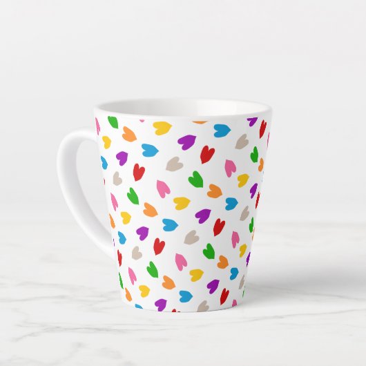 Kleurrijk Hartjes Patroon Design Wit Latte Mok (Linkerhoek)