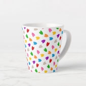 Kleurrijk Hartjes Patroon Design Wit Latte Mok (Rechterhoek)