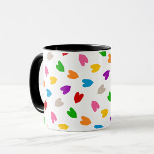 Kleurrijk Hartjes Patroon Design Wit Mok