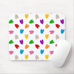 Kleurrijk Hartjes Patroon Design Wit Muismat