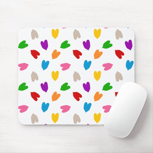 Kleurrijk Hartjes Patroon Design Wit  Muismat (Met muis)