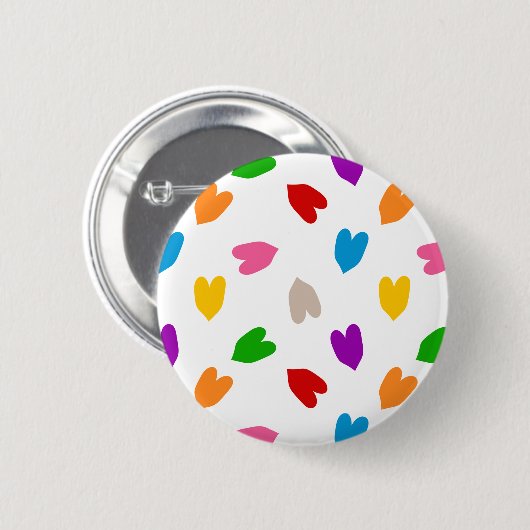 Kleurrijk Hartjes Patroon Design Wit Ronde Button 5,7 Cm (Voorkant /achterkant)