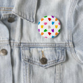 Kleurrijk Hartjes Patroon Design Wit Ronde Button 5,7 Cm (In situ)