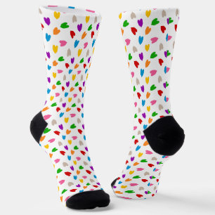 Kleurrijk Hartjes Patroon Design Wit  Sokken