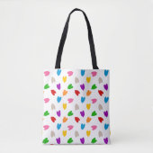 Kleurrijk Hartjes Patroon Design Wit Tote Bag (Voorkant)