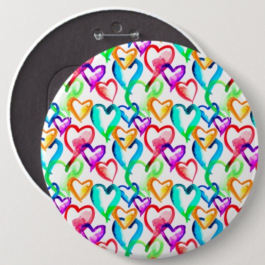 Kleurrijk hartjes patroon ronde button 6,0 cm (Voorkant /achterkant)